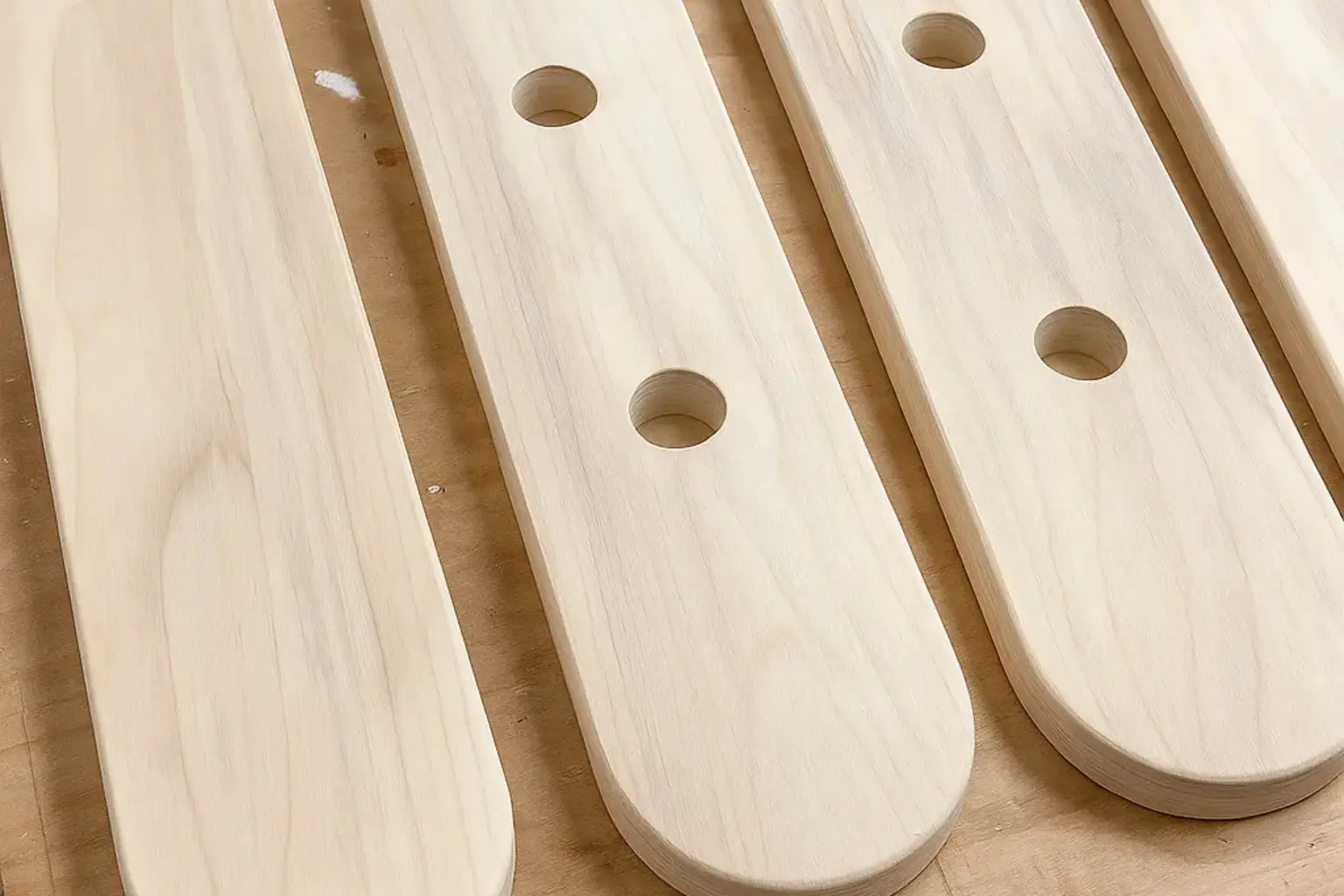 Finished legs with drilled holes